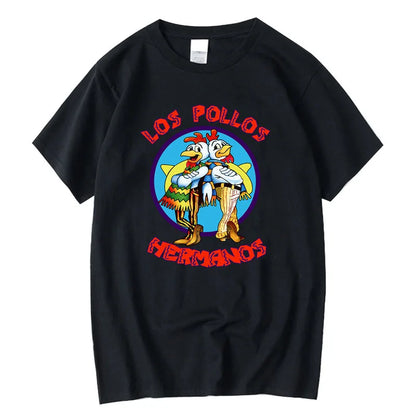 Summer Men Short Sleeved High Quality Cotton Blend Breaking Bad LOS POLLOS Chicken Brothers Printed Casual For Men T-shirt Male