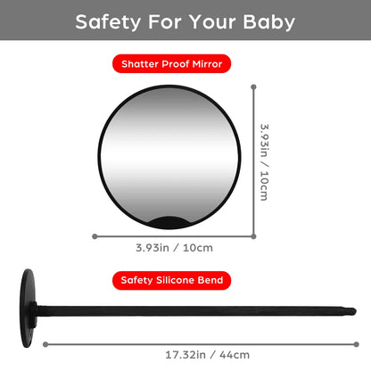 1PC Stroller Mirror - Adjustable 360° Crash Tested And Shatterproof Stroller Mirror with silicone leg- See Baby's Face on Walks.