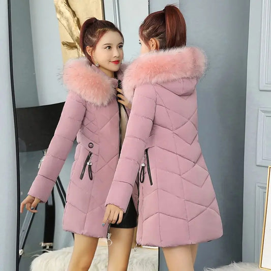 Winter New Fashion Long Cotton-padded Coat Womens Casual Hooded Parkas Womens Winter Jacket Coat Down Jacket Female