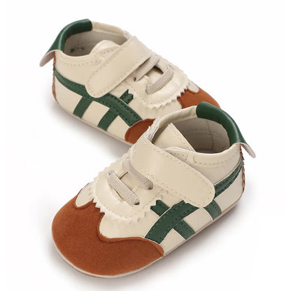 Spring and Autumn Fashion Stripes 0-1 Baby Shoes Baby Shoes Step Front Shoes Rubber Bottom Anti Slip Sneakers