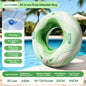 No Mouth Blowing Swimming Tube with Integrated Pump - Press to Inflate in Seconds! 2 Colors (Blue/Green) for Pool, Beach & Lake