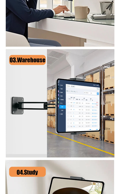 Adjustable Tablet Wall Mount Phone Stand Long Arm 360 Degree Rotatable Cantilever Desk Bed Holder for 4.7-12.9 inch Support iPad