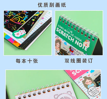 Magic Scratch Art Notebook for Kids DIY Rainbow Drawing Pad Book No-Mess Art Classroom Craft Activity Birthday Favor Gift Set