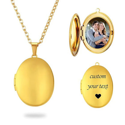 Personalized Locket Necklace for Women Custom Photo Heart Pendant Necklace Customized Picture Lockets Necklaces Birthday Gifts