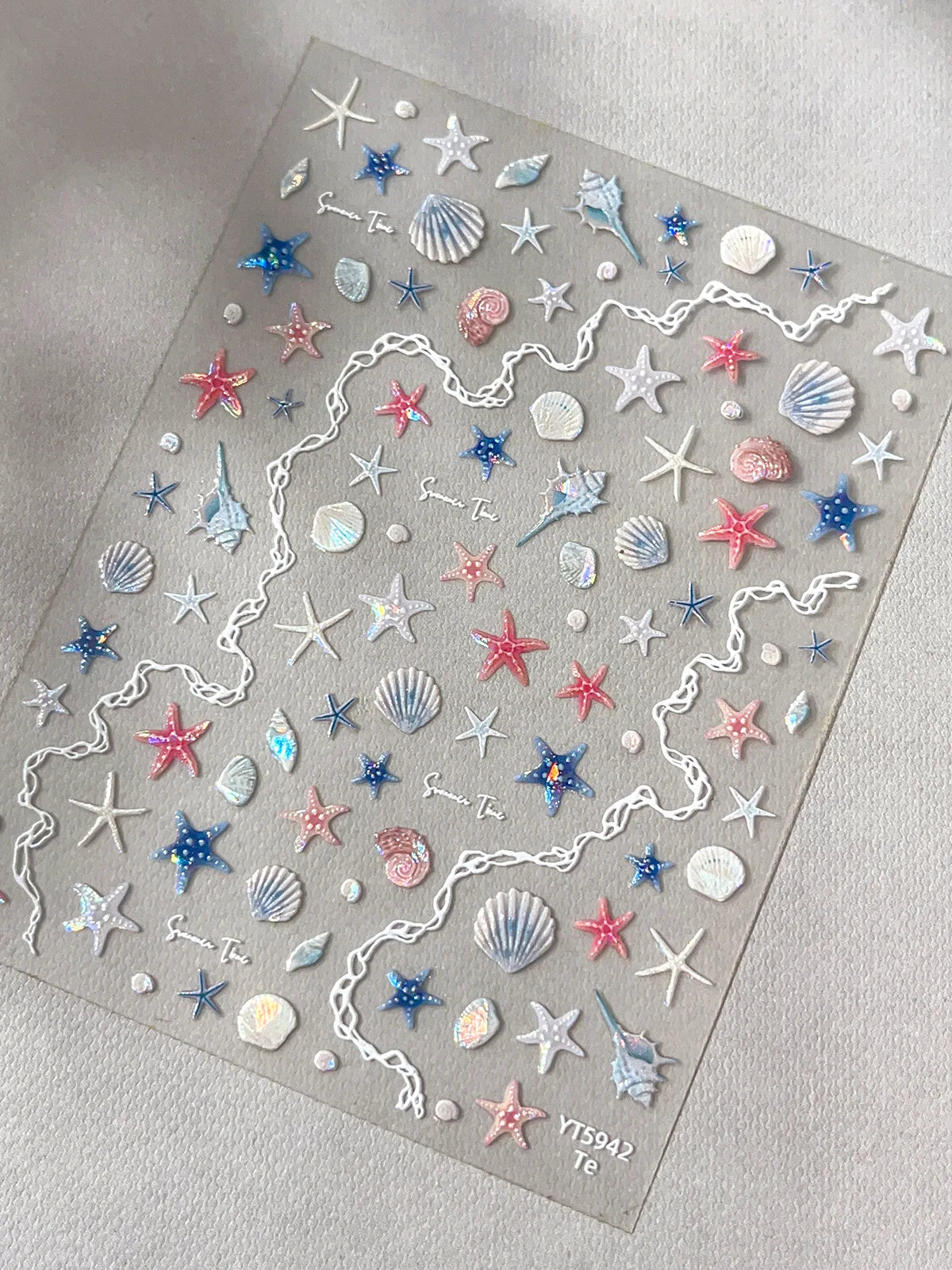 Shell Light Starfish Shell Nail Stickers Cute Starfish Decorative Stickers For Nails DIY 3D Self Adhesive Summer Manicure Decals