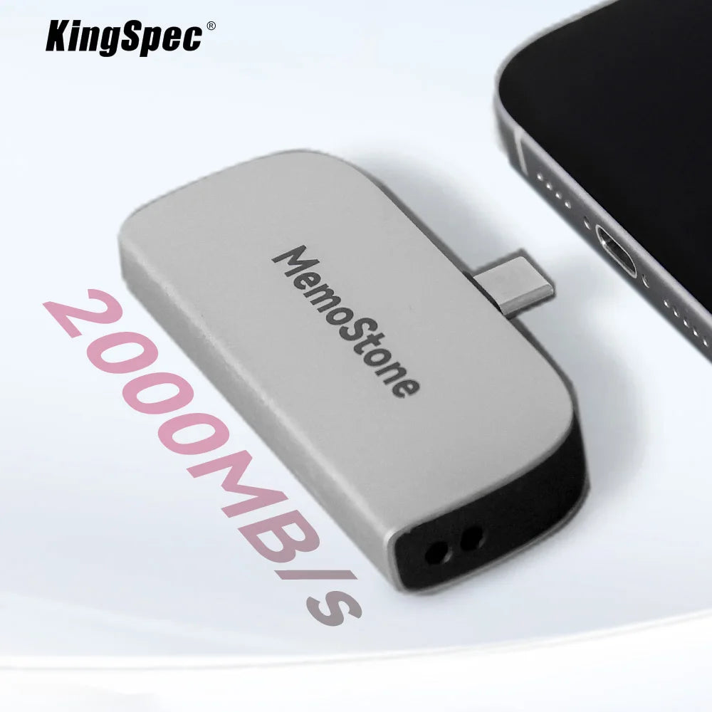 KingSpec MemoStone 512G 1TB 2TB Portable SSD USB-C 20Gb/s External USB Flash Hard Drive 2000MB/s Hard Disk for Smartphone Tablet