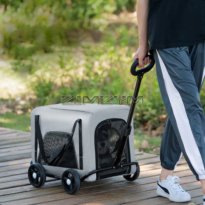 Folding Dog Stroller, Pet Folding Stroller, 4 Wheels Dog/Cat Puppy Stroller Pet Travel Carriage Case