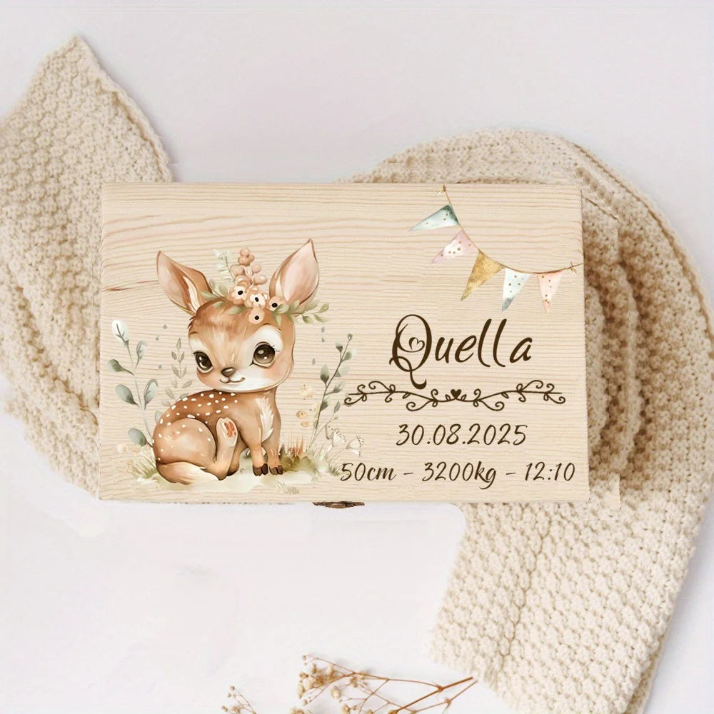 Custom Baby Wooden Memory Box Newbron Shower Gift Personalized Infant  Keepsake Box Baby Birth Stats Box Umbilical Cord Box