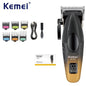 Kemei Professional Barber Hair Clippers Cordless Rechargeable Hair Trimmer Electric Men Hair Cutting Machine Metal Body 9000RPM