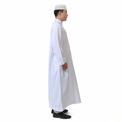 Men's Saudi Arabic Stand Collar Long Sleeve Robe Ramadan Muslim Robe Middle East Islamic Clothing