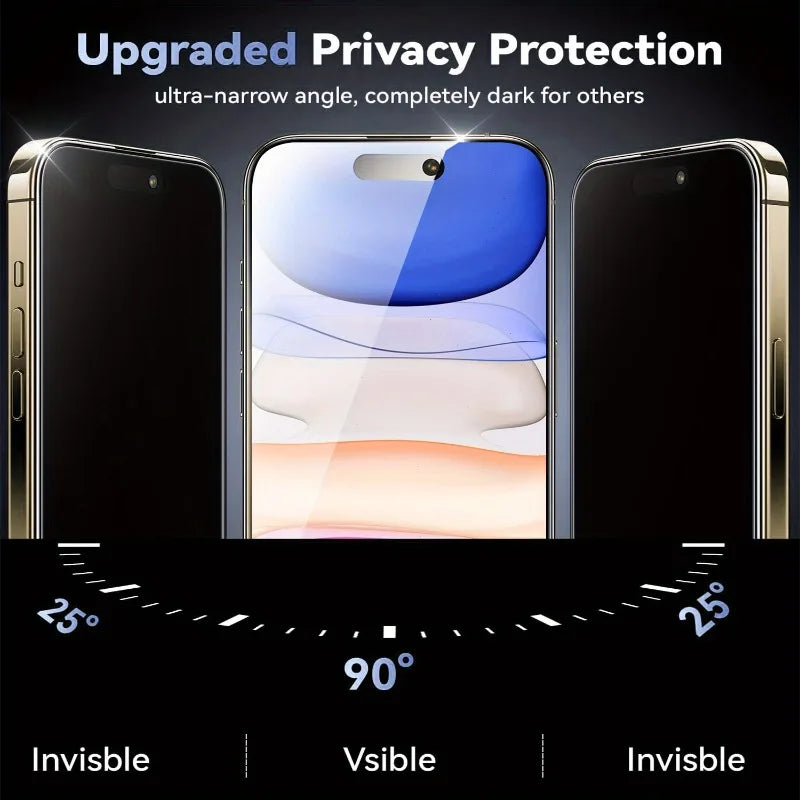 2Pcs Privacy Screen Protector for iPhone 17 16 15 14 Pro Max 16 15 14 PlusTempered Glass For iPhone 11 12 13 Pro XR XS Max Glass