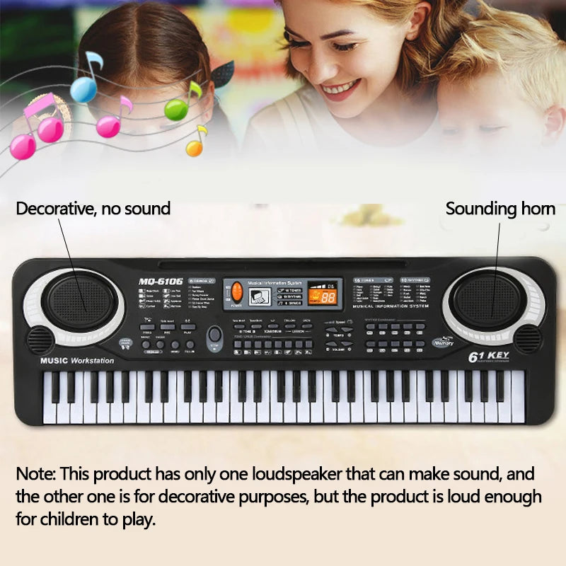 61-key Children's Electronic Piano Keyboard Portable Educational Toy Musical Instrument Organ With Mike Children's Beginner Gift