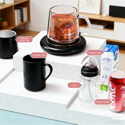 USB Thermostatic Heating Coaster for Home 3-Speed Adjustable Constant Temperature 55-65-75 Degrees Cappuccino Warmer