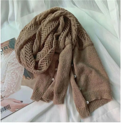 2022 Spring Autumn New Women's Knitted Shawl Cloak Multifunctional Warm Scarf Versatile Scarf Ponchos Capes Cardigan Khaki
