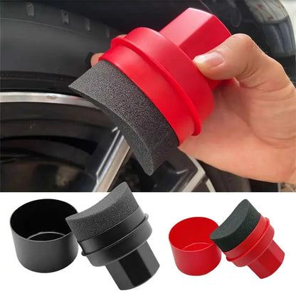 Flat Mouth Curved Regular Handheld Sponge Brush With Cover Car Tire Polishing And Waxing Sponge Portable Tire Cleaning Tools