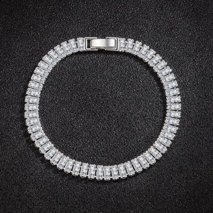 Noble 925 Sterling Silver Bracelet Elegant Zircon Crystal Fine Jewelry For Women Girl Engagement Wedding Glamour 18CM