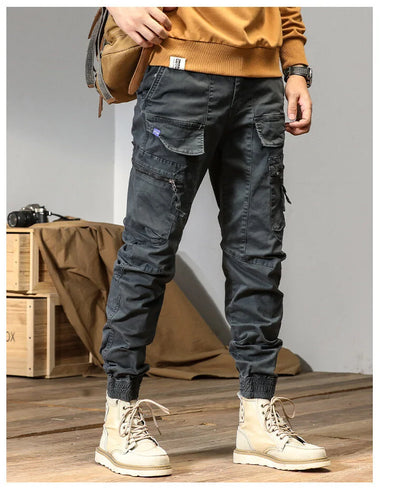 CAAYU Joggers Cargo Pants Men Casual Y2k Multi-Pocket Male Trousers Sweatpants Streetwear Techwear Tactical Track Gray Pants Men