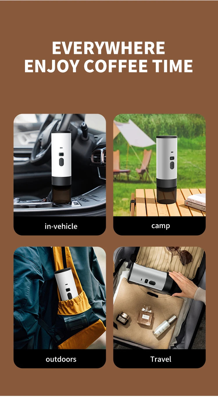 7800mAh Long-Lasting 3-in-1 Portable Coffee Maker, Electric Capsule Coffee Machine for Car, Travel & Camping