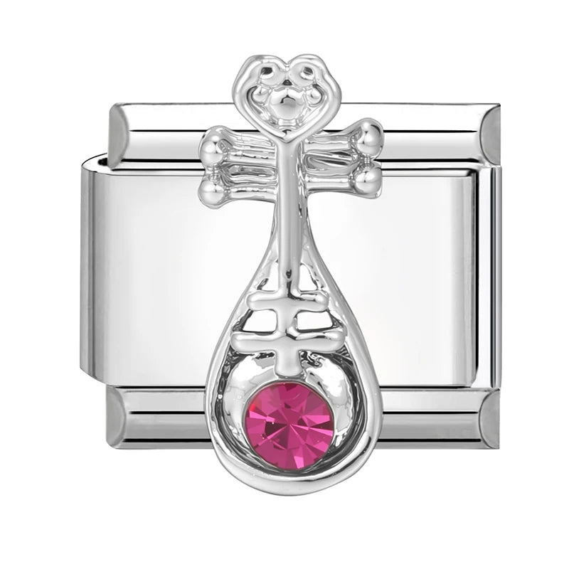 Zircon Pearl Heart Bow Candy Flower Butterfly Italian Charm Links Fit 9mm Stainless Steel Bracelet Personalized DIY Making Gifts
