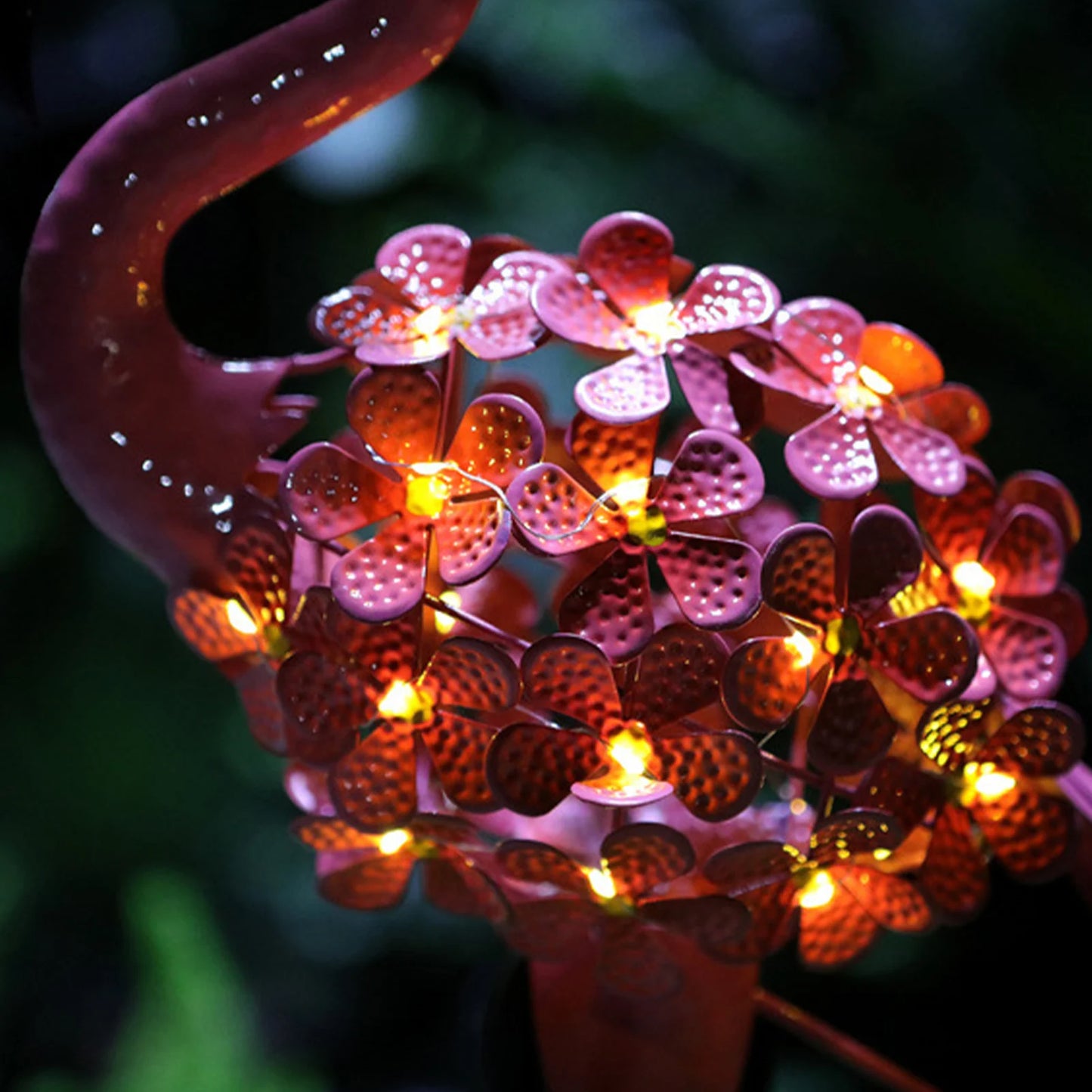 Outdoor Solar Powered Flamingo Stake Lights, Metal Flamingo Decorative Lights, Weatherproof Pink Flamingo