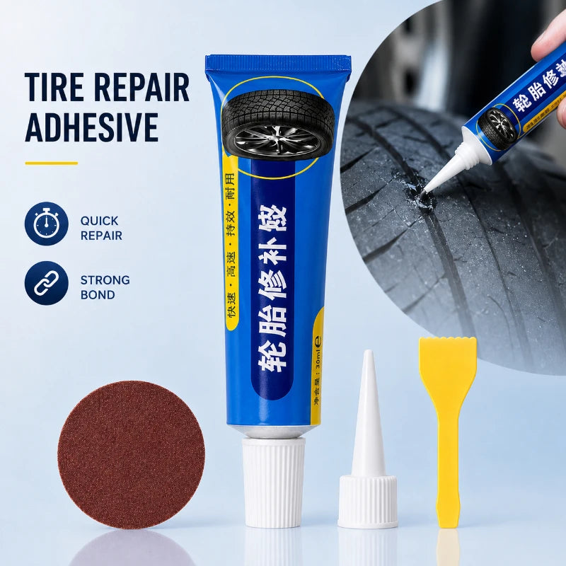 Permanent Rubber Tire Repair Glue 30ml Complete Kit Quick Patch Seal For Bike Motorcycle ATV Car Tyre Crack Leak Repair Supplies