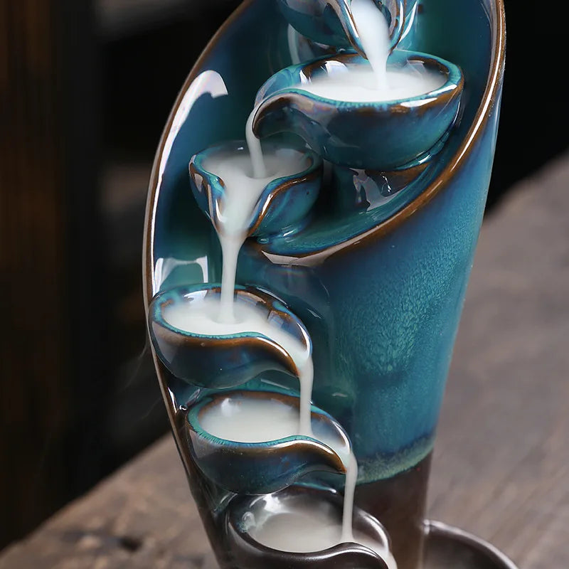 1pc Ceramic Waterfall Incense Burner Backflow Incense Burner Multifunctional Ornament (Without Incense)