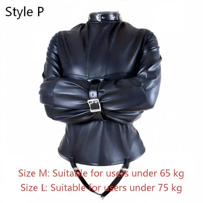 BDSM PU Leather Straitjacket Bondage Body Harness Adult Game Straight Jacket Halloween Clubwear Costume Armbinder Sex Toys Women