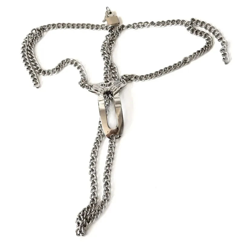 Stainless Steel Invisible Female Chastity Belt Sexy Briefs Leather Bondage Metal Chain Erotic Pants Adult Games BDSM Fetish Wear