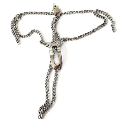 Stainless Steel Invisible Female Chastity Belt Sexy Briefs Leather Bondage Metal Chain Erotic Pants Adult Games BDSM Fetish Wear