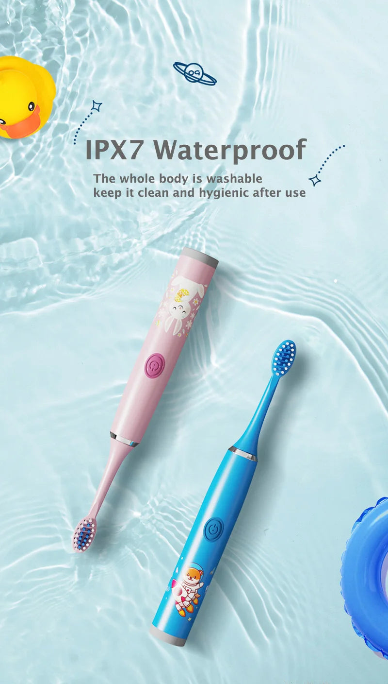 Kids Sonic Electric Toothbrush Rechargeable Smart Timer Colorful Cartoon Teeth Whitening Portable USB Charging  Tooth Brush