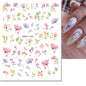 3d Nail Art Decals Watercolor Florals Purple Green Pink Flowers Leafs Fruit Adhesive Sliders Nail Stickers For Manicure