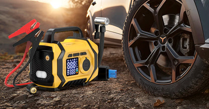 FOWAWU 6000A 26800mAh Jump Starter with Air Compressor,Car Battery Power Bank (ALL Gas/10.0L Diesel), Auto-Shutoff Tire Inflator