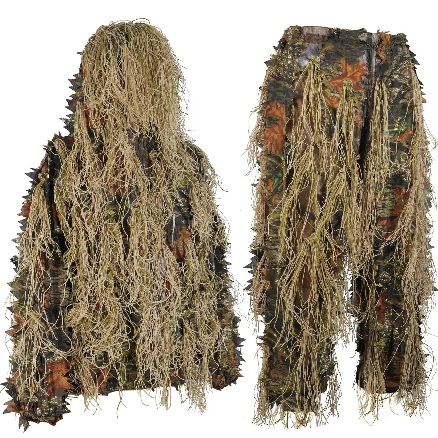 JOAXOR Ghillie Suit 3D Leafy Camo Hunting Suits, Woodland Gilly Suits Gillies Suits for Men, Leaf Camouflage Hunting Suits