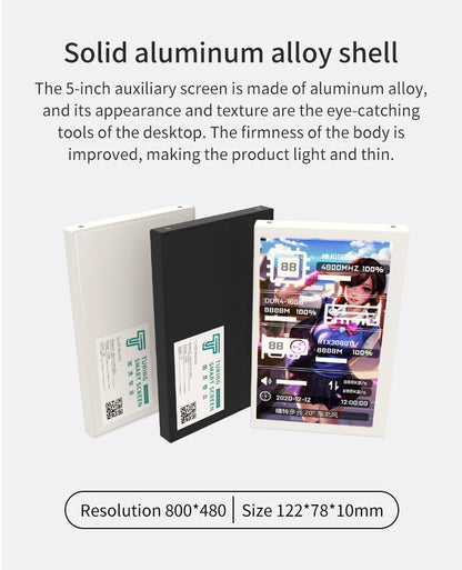 3.5 / 5 Inch IPS Type-C Secondary Screen Mini Computer USB Display CPU GPU RAM HDD Monitor with Holder Metal Case No Use AIDA64