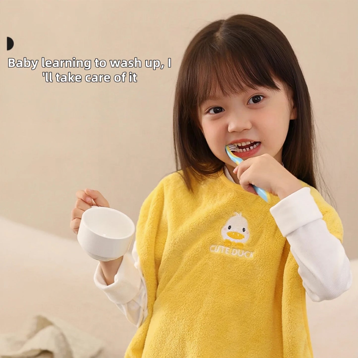 Baby Grooming Bib for Toothbrushing Stain Resistant Toddler Eating Smock Washable Kids Feeding Apron with Snaps Soft