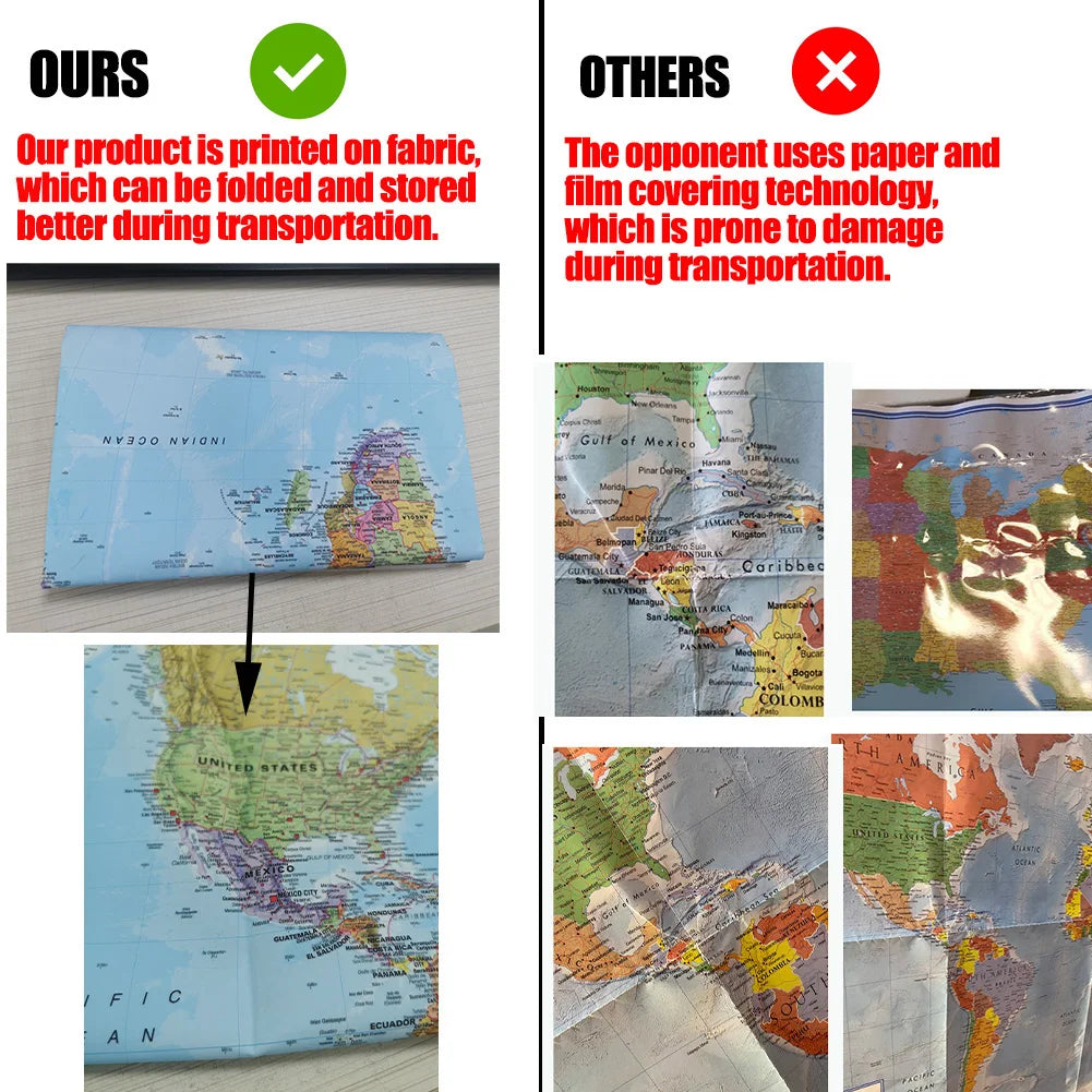 World Map in English Poster Prints Painting Education Painting School Supplies Classroom Home Decor,Travel Supplies