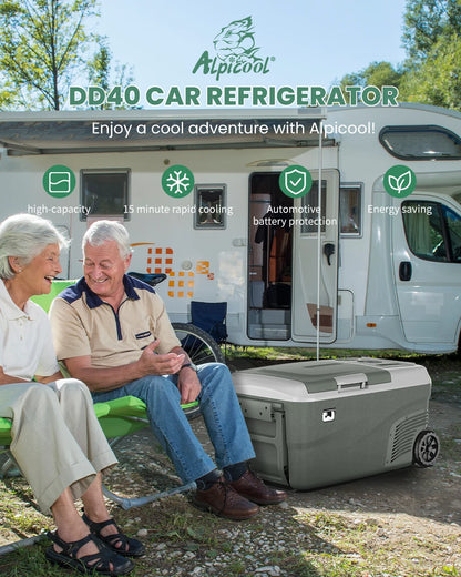 Alpicool DD40 40L Car Refrigerator 12V Compressor Fridge Freezer Dual Zone Independent Control Portable Cooler for Camping BBQ