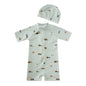 Baby Toddler One-piece Swimsuit With Hat Cartoon Print Kids Short Sleeve Zipper Swimwear Sun Protection For 0-7Y Boys Girls