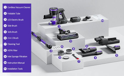 Yanhama Cordless Vacuum Cleaner - 68000Pa/550W Stick Vacuum with Charging Wall Dock, Lightweight Handheld Vacuum for Carpet
