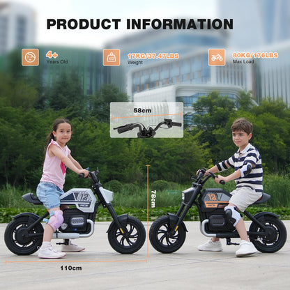 RCB KIDS Kids Electric Motorcycle R9, 200W 24V Rechargeable Ride On Toy, 3 Speed Adjustable, Bluetooth Music LED Light, Max Load 80kg, Outdoor Racing Toy for Children 6+