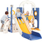 3-in-1 Toddler Slide Climber Playset, Freestanding Slide for Kids Indoor Outdoor Toy W/ Telescope, Tunnel, Basketball Hoop, Ball