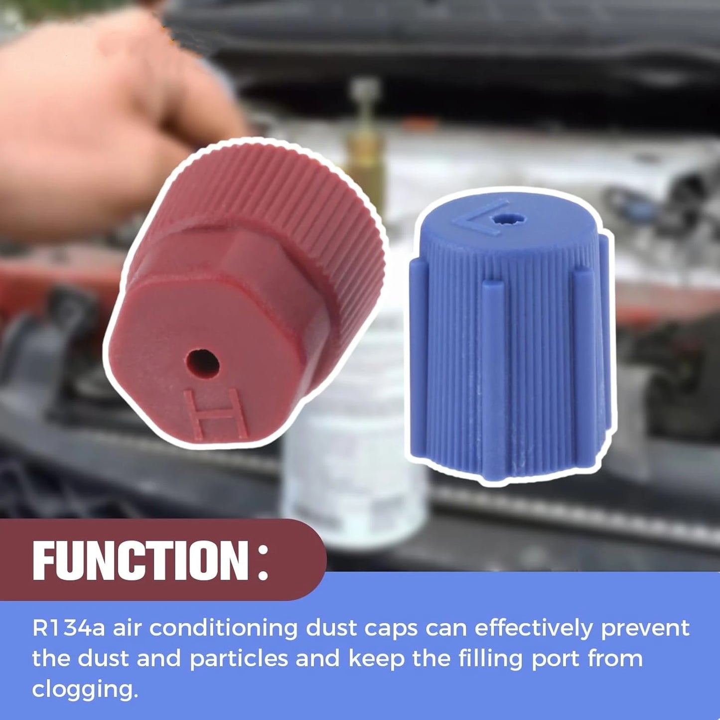 10pcs R134a Cap AC Caps 13mm & 16mm Air Conditioning Service AC System Charging Port Caps for Car Air-conditioning Replacement