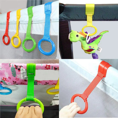 4 Pieces Baby Hand Pull Rings Cribs Playpens Balance Training Ring Infant Stand Hooks Bed Hanging Pendant Household Baby Safety