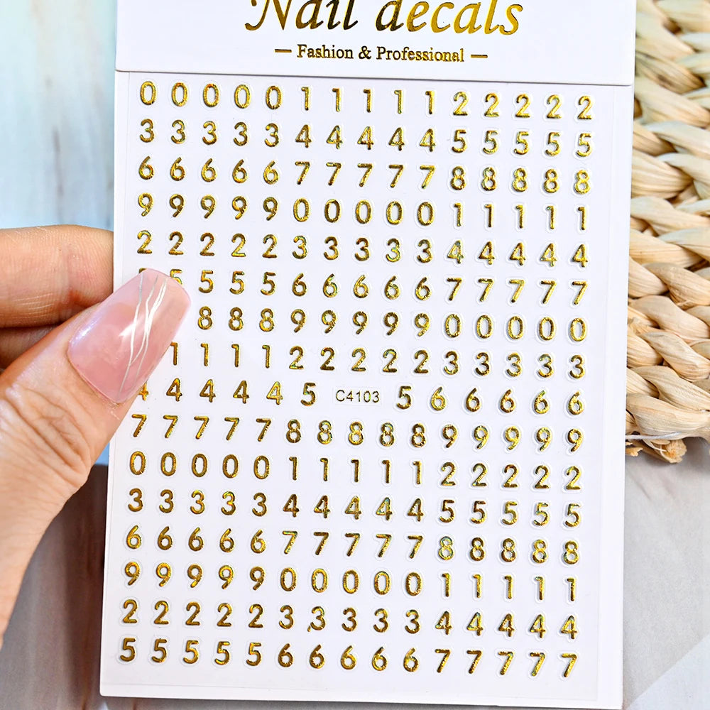 3D Glittery Gothic Letter Design Nail Art Stickers Uppercase Alphabet Letters Artistic Designs DIY Nail Art Decals Decoration #1