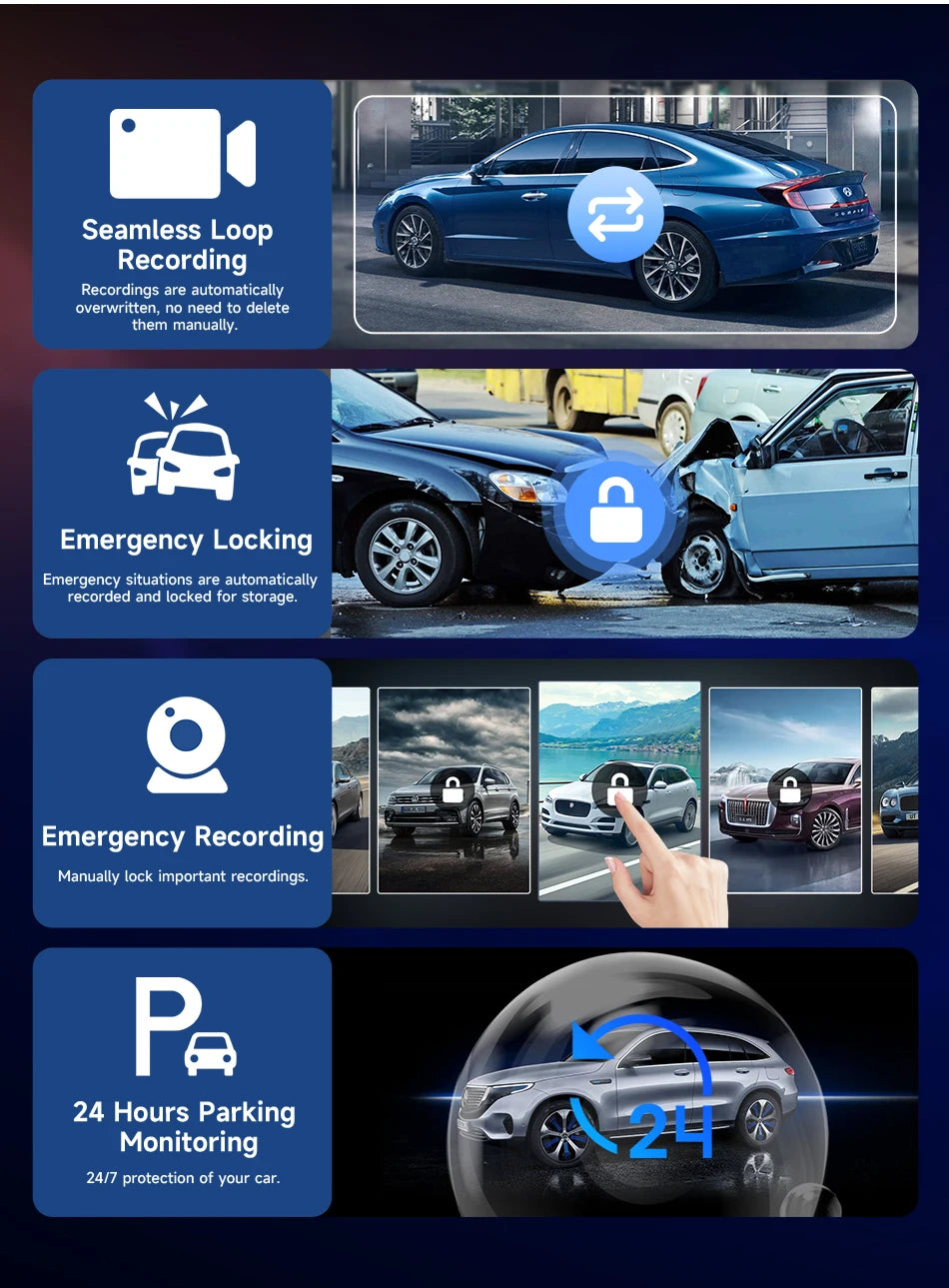 Srnubi 11.26 Inch 4K Dash Cam Wireless CarPlay & Android Auto Portable Car DVR Intelligent Systems Video Recorder GPS Navigation