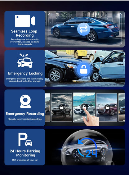 Srnubi 11.26 Inch 4K Dash Cam Wireless CarPlay & Android Auto Portable Car DVR Intelligent Systems Video Recorder GPS Navigation