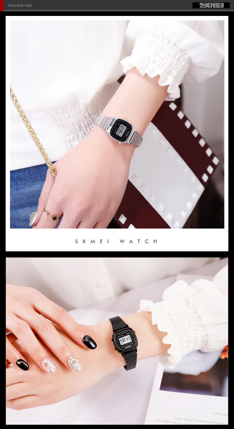 SKMEI 1901 Luxury Women Watches Small Dial Digital Chrono Calendar Watch Waterproof Ladies Wristwatch Clock Montre femme 1620