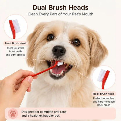 Soft Toothbrush Small Head Pet Tooth Brush Double Ended Gentle Gum Care for Dogs and Cats Travel Use