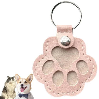 Leather Memorial Pet Hair Storage Bag Cat Paw Keychain DIY Homemade Pet Memorial Keychain for Commemorative Gift Bag Wallet