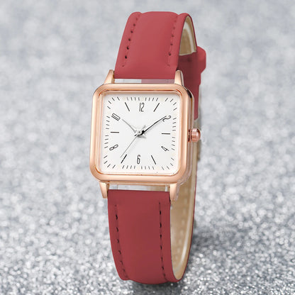 Women Watches Fashion Square Arabic Dial Quartz Watch Casual Leather Strap Ladies Wristwatches Clock Gift Reloj Mujer
